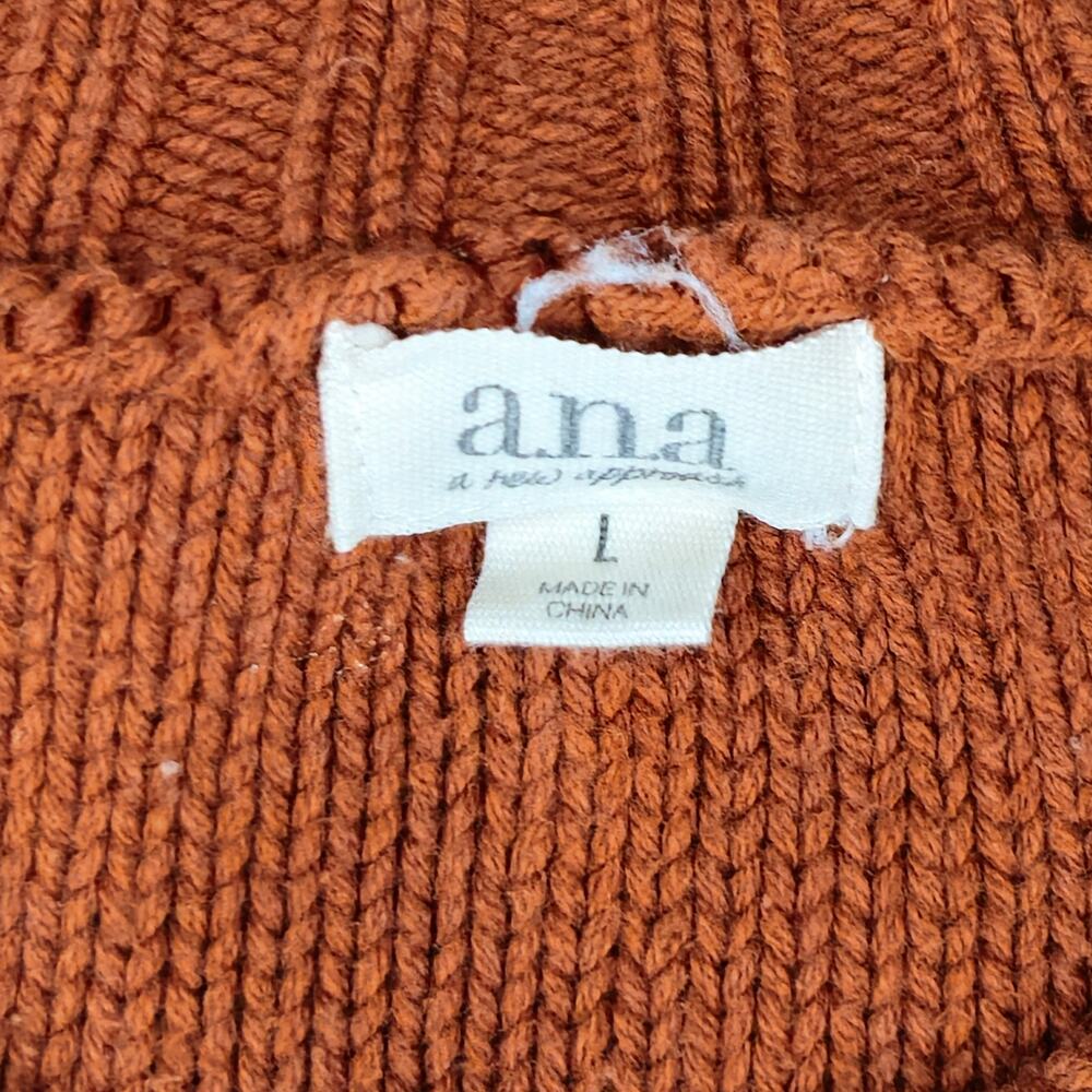 A.n.a Sweater Women's Size L Puffy Fringe long Sleeves Rustic Brown Cotton Blend - Picture 5 of 7
